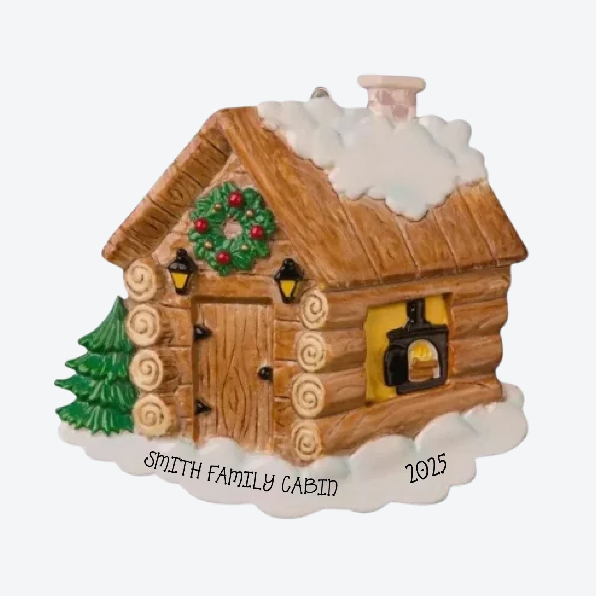 Log Cabin Personalized Christmas Ornament