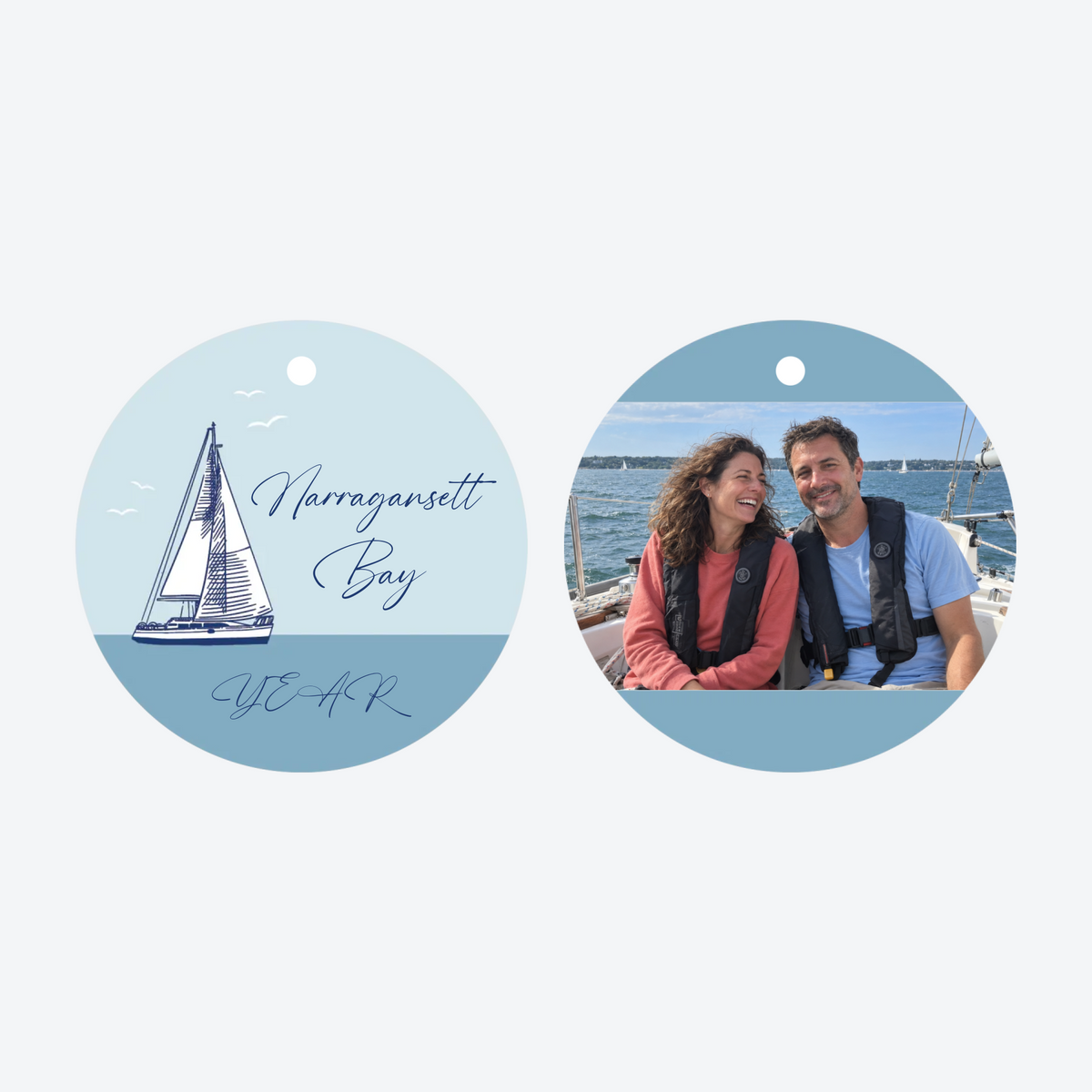 Personalized Boating Photo Christmas Ornament