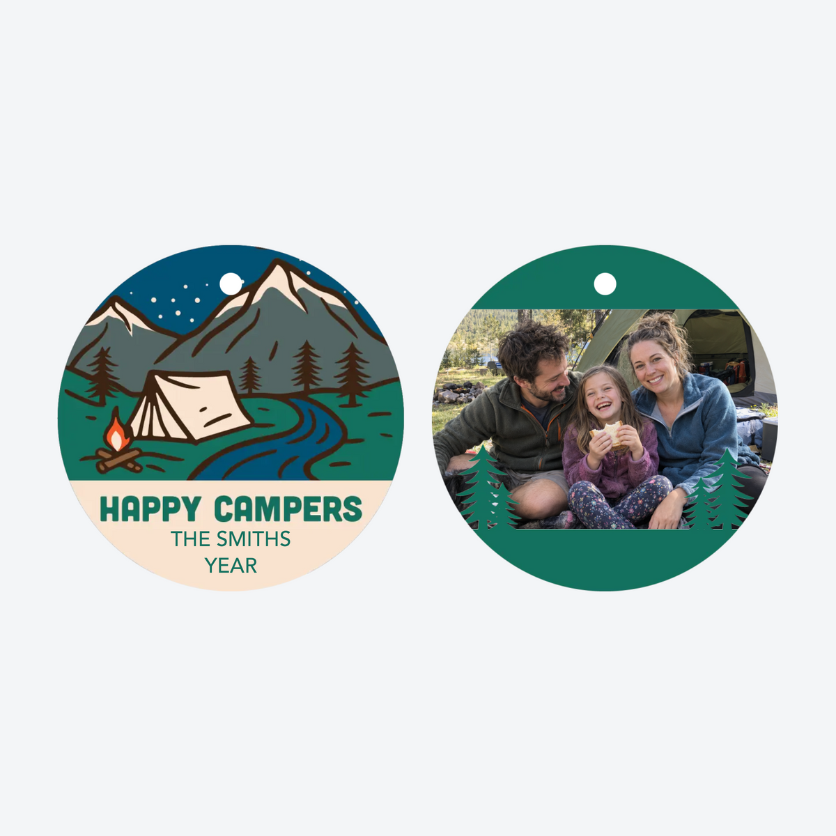 Personalized Happy Camper Photo Christmas Ornament