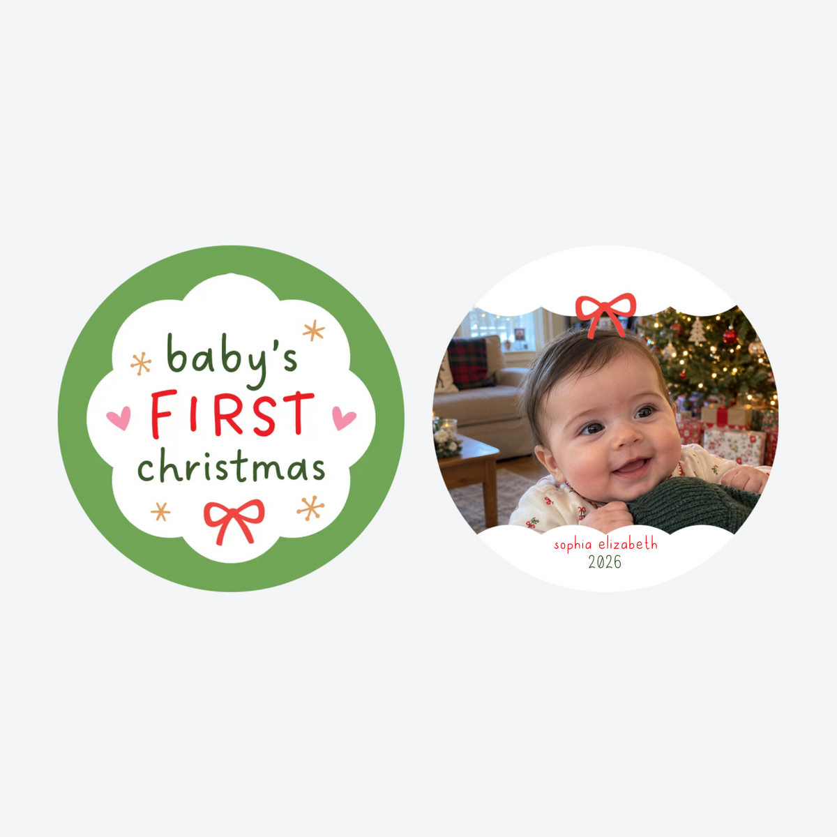 Personalized Baby's First Photo Christmas Ornament