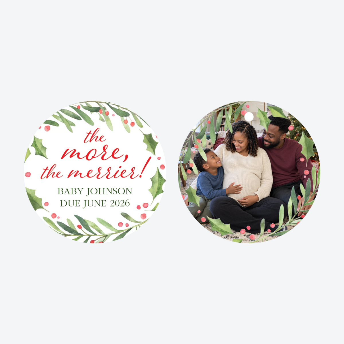 Personalized The More The Merrier Expecting Photo Christmas Ornament