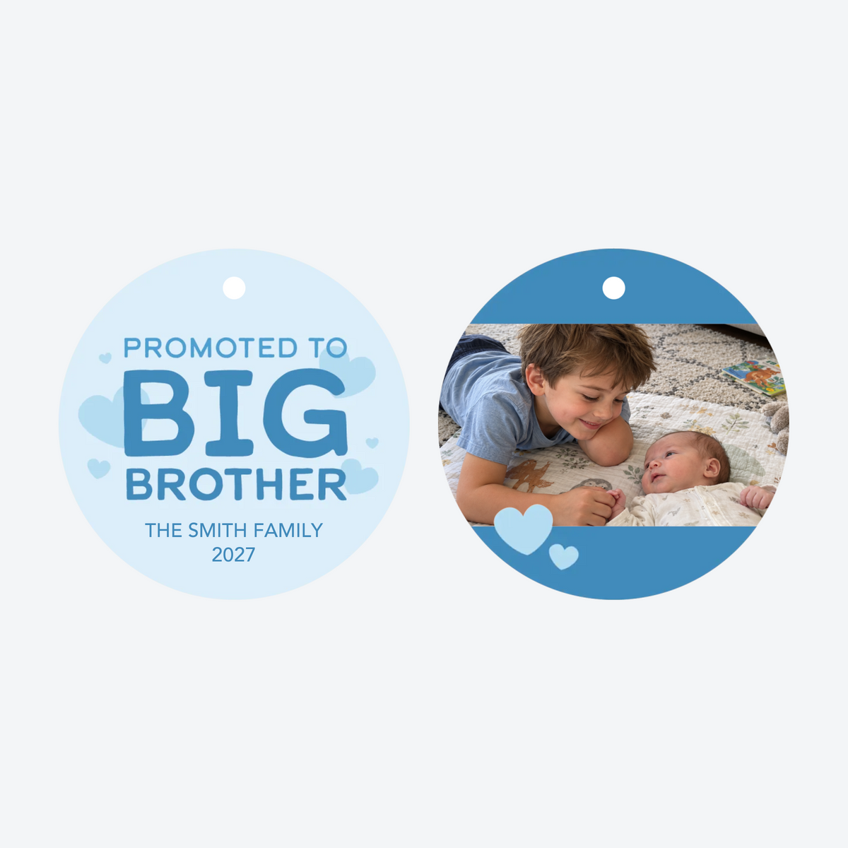 Personalized Promoted to Big Brother Photo Christmas Ornament