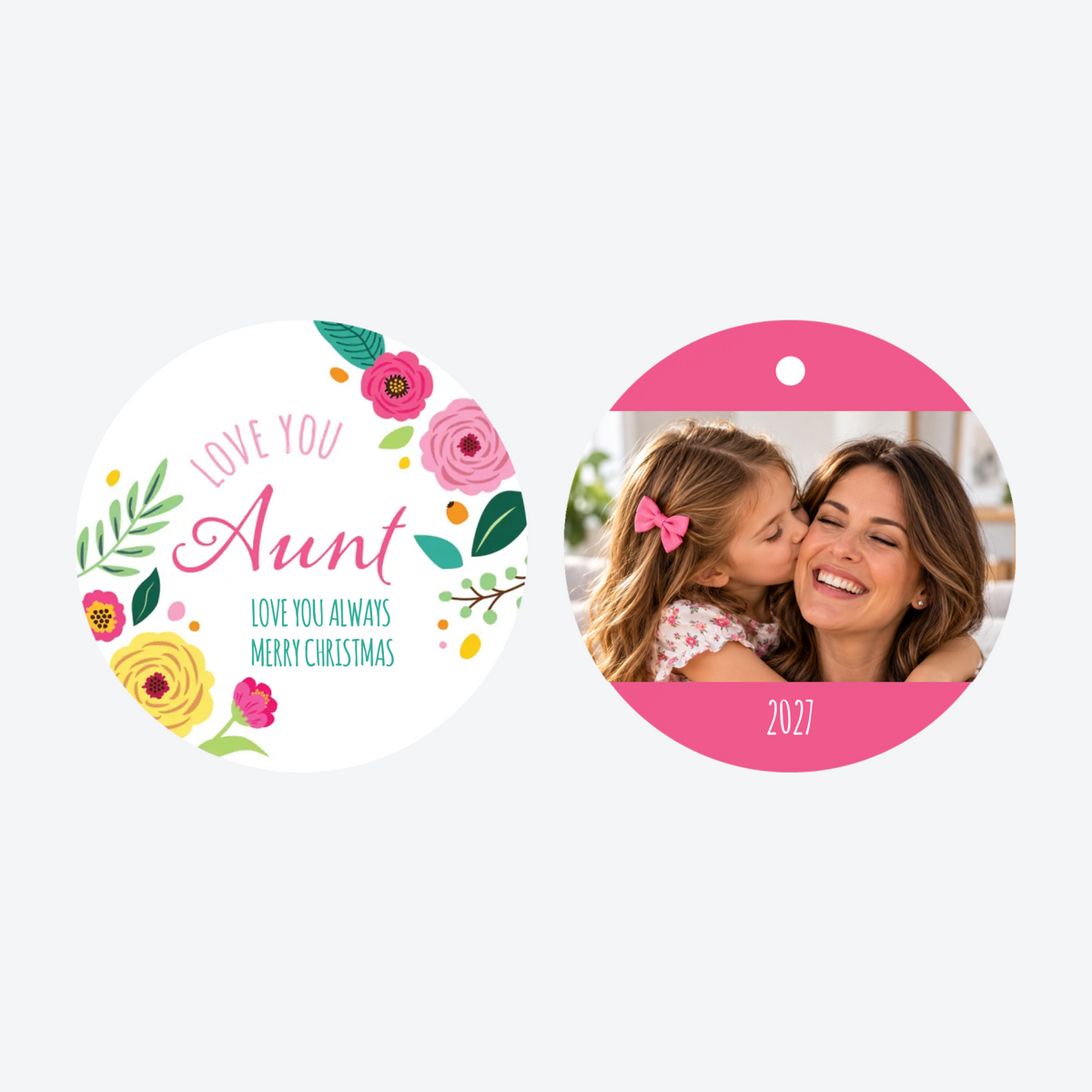 Personalized Love You Aunt Photo Christmas Ornament
