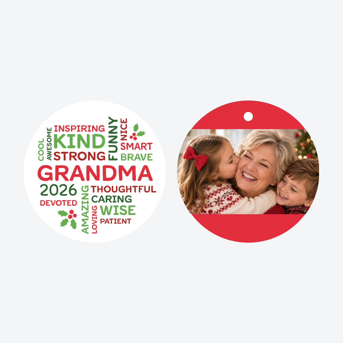 Personalized Grandma Word Cloud Photo Christmas Ornament