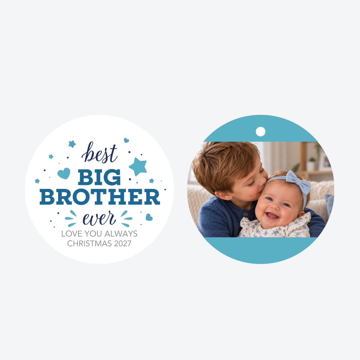 Personalized Best Big Brother Photo Christmas Ornament