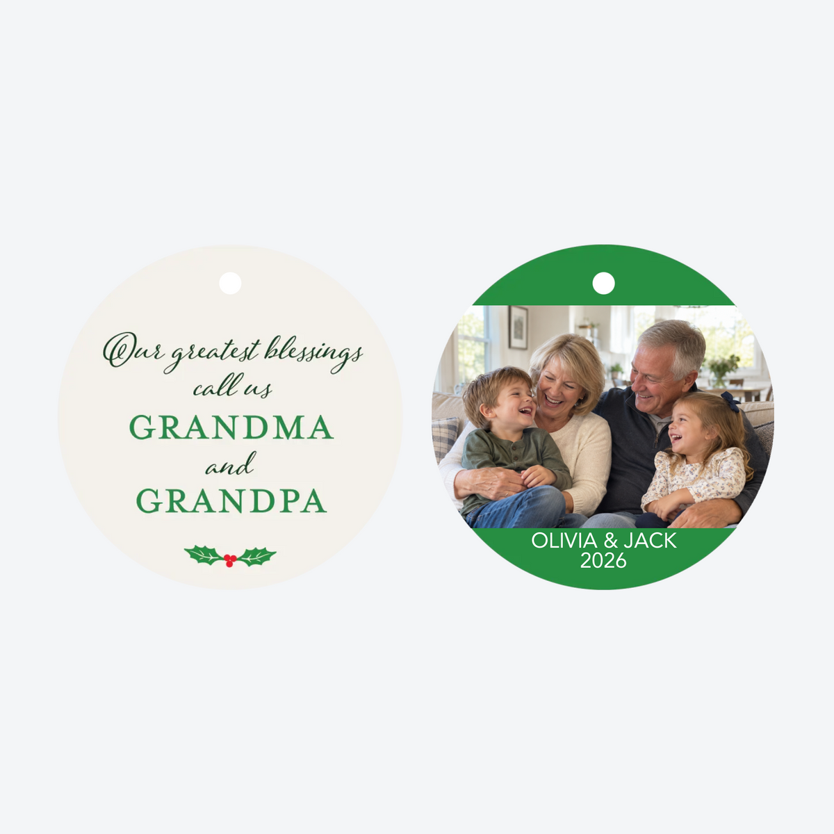 Personalized Grandkids Greatest Blessing Photo Christmas Ornament