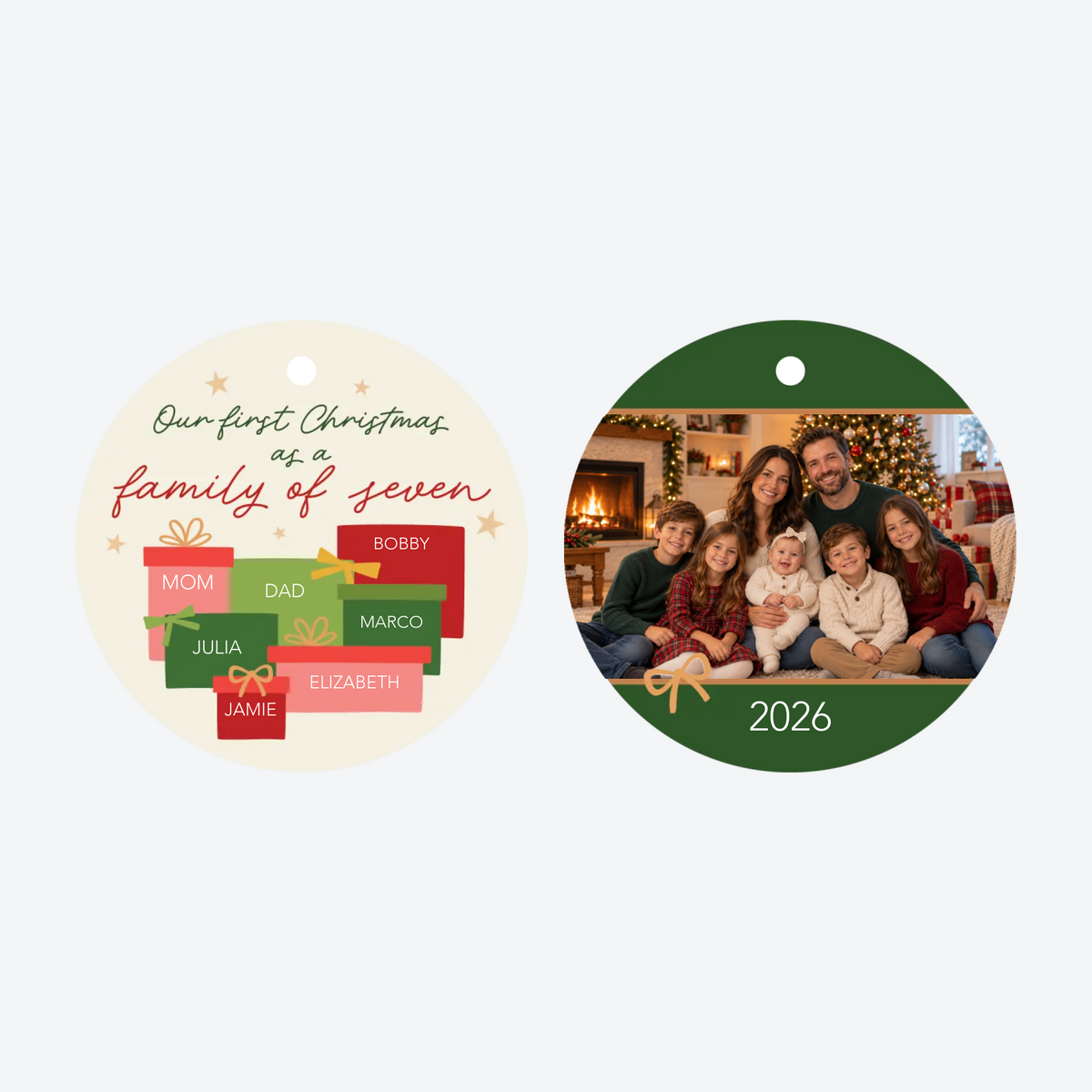 Personalized First Christmas As a Family of 7 Photo Christmas Ornament