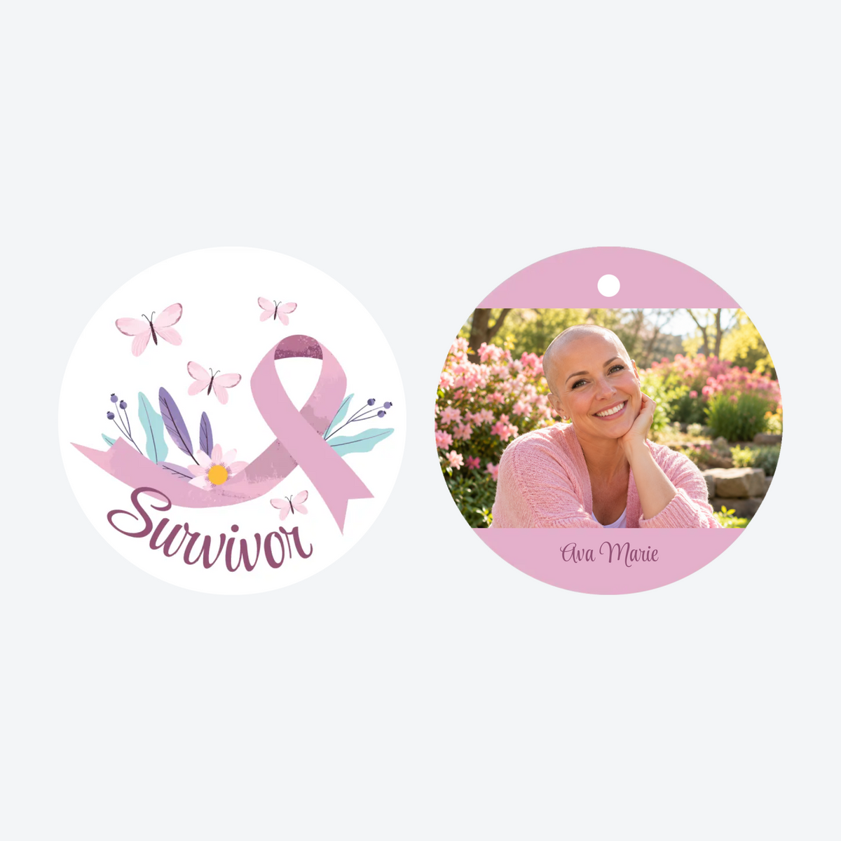Personalized Breast Cancer Survivor Photo Christmas Ornament
