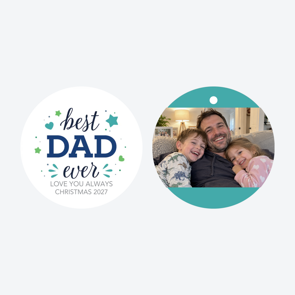 Personalized Best Dad Ever Photo Christmas Ornament