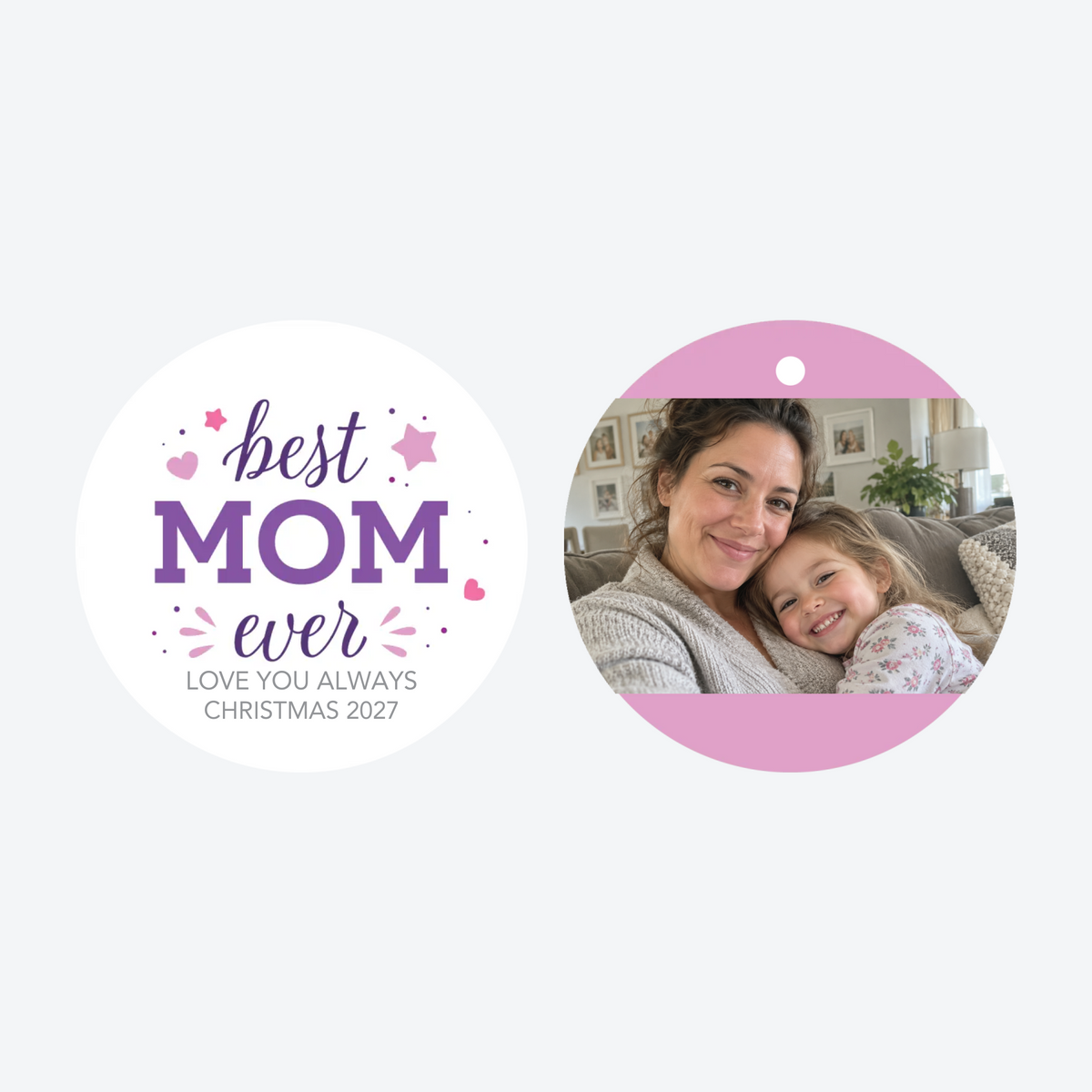 Personalized Best Mom Ever Photo Christmas Ornament