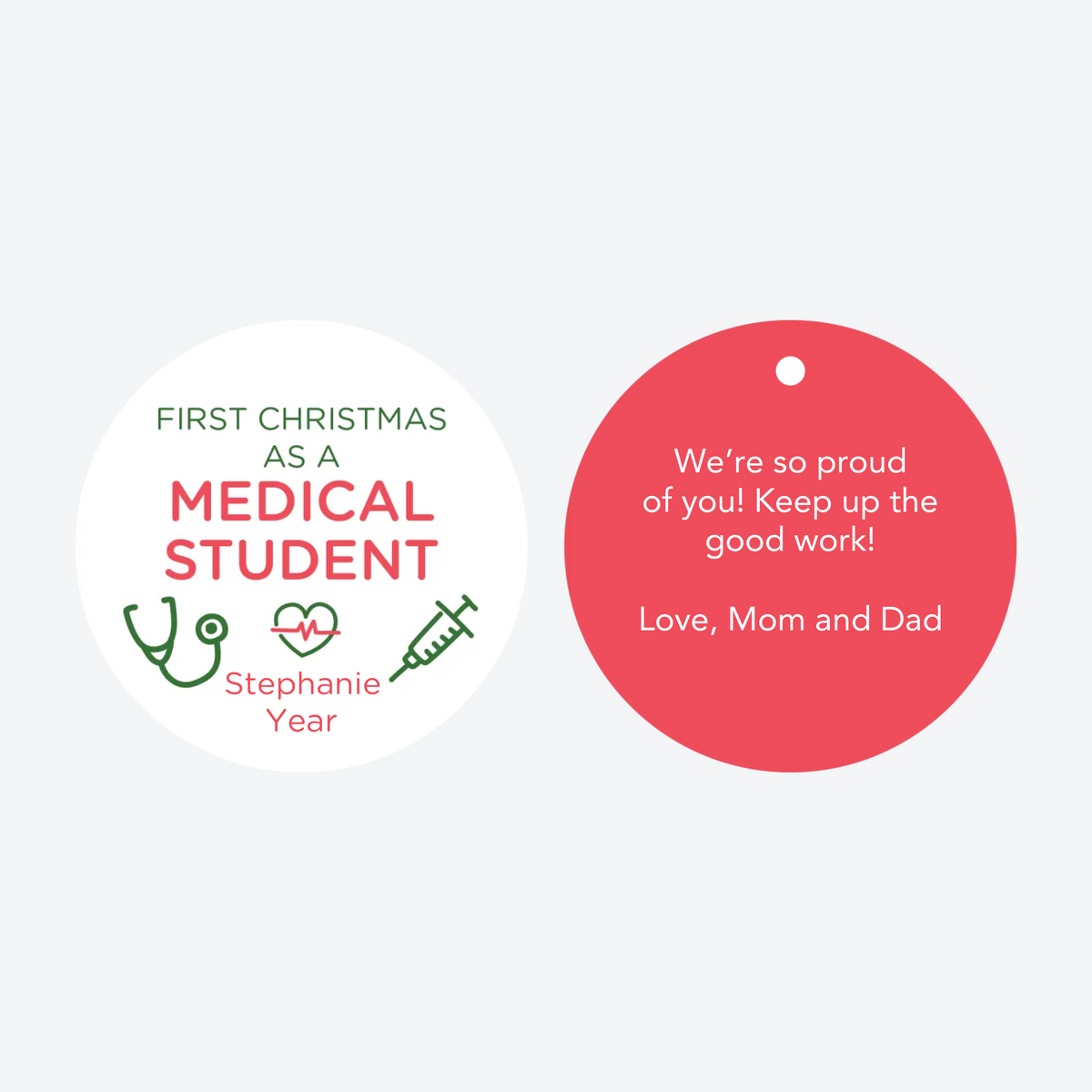 Personalized Med Student Christmas Ornament