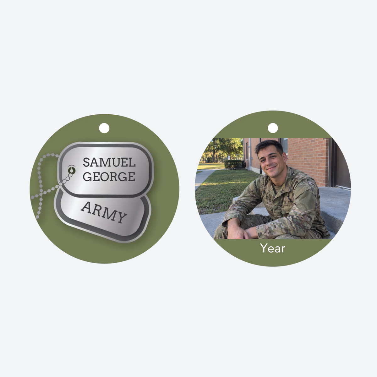 Personalized Army Tags Photo Christmas Ornament