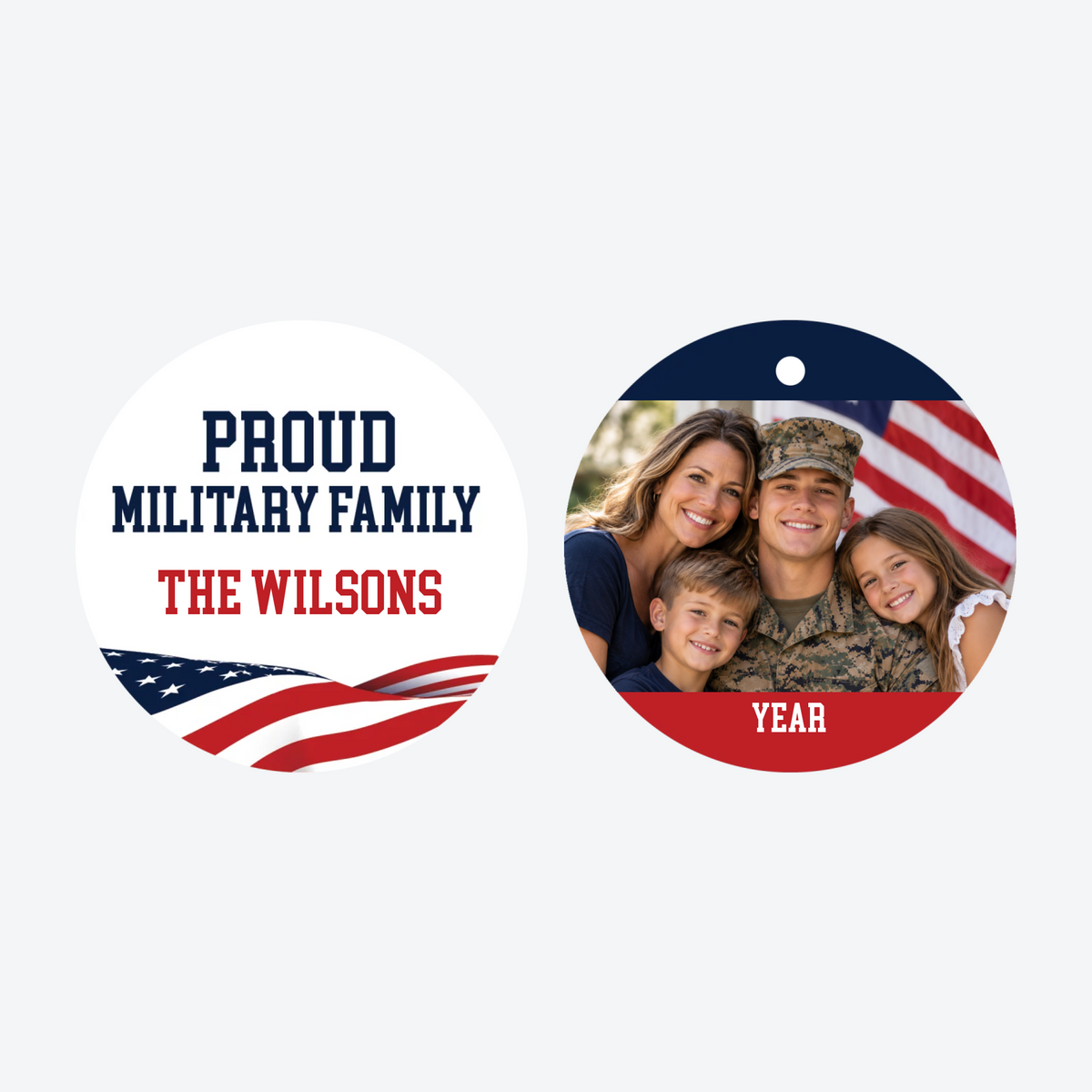 Personalized Proud Military Family Photo Christmas Ornament