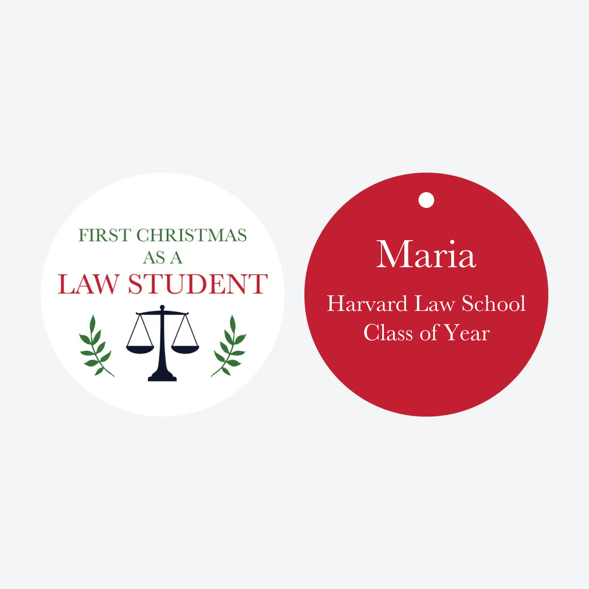 Personalized Law Student Christmas Ornament