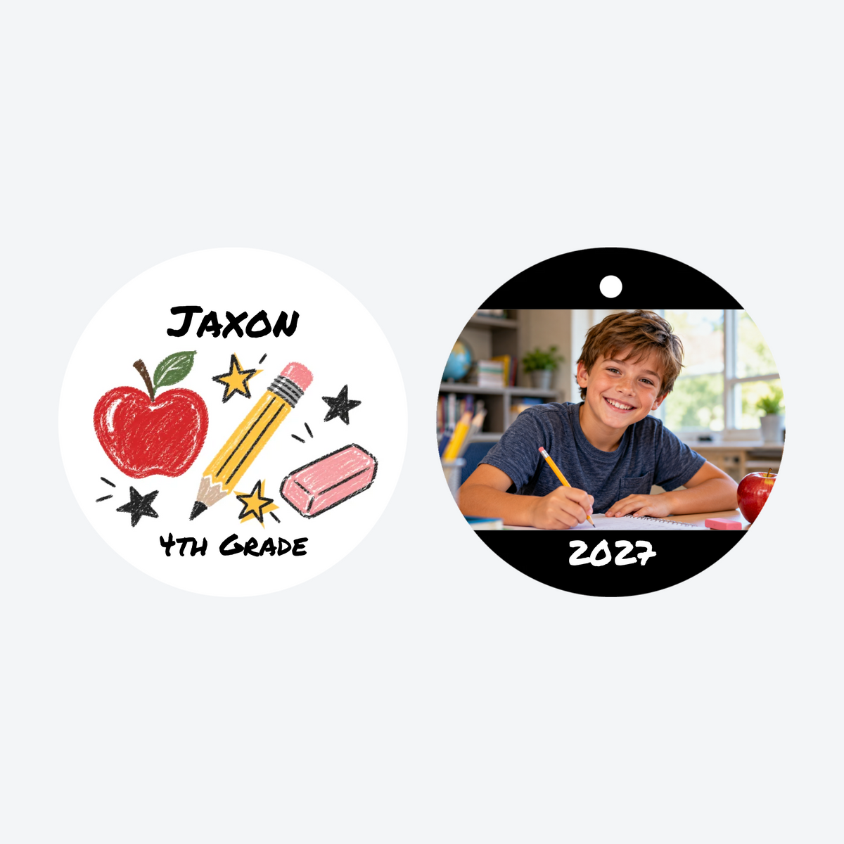 Personalized School Grade Photo Christmas Ornament