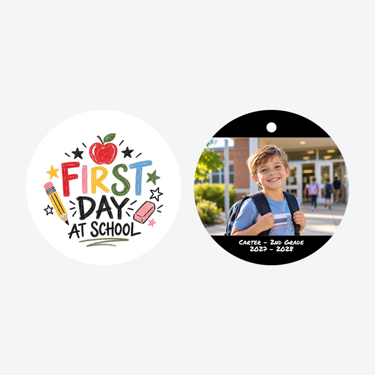 Personalized First Day At School Photo Christmas Ornament