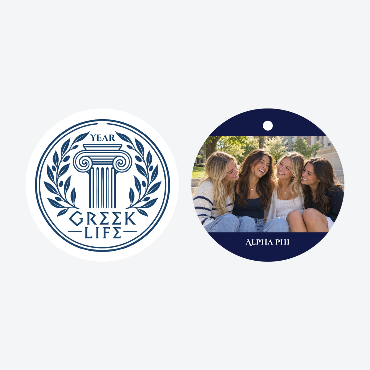 Personalized Greek Life Photo Christmas Ornament