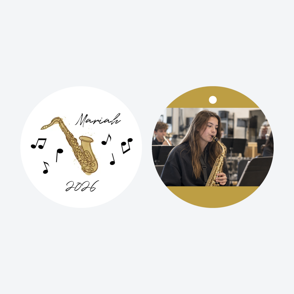 Personalized Saxophone Photo Christmas Ornament