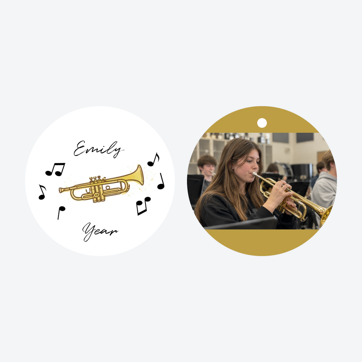 Personalized Trumpet Photo Christmas Ornament