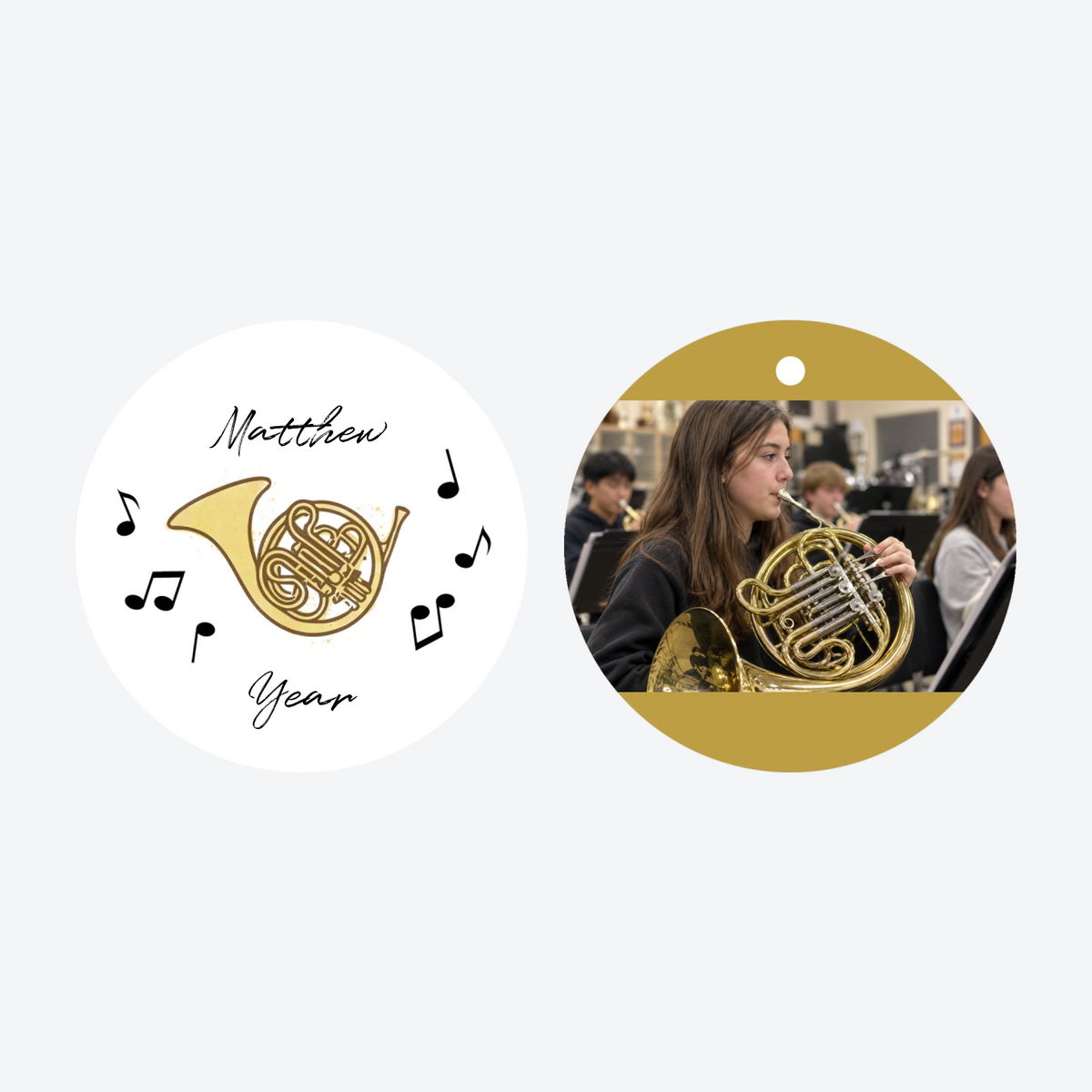 Personalized French Horn Photo Christmas Ornament