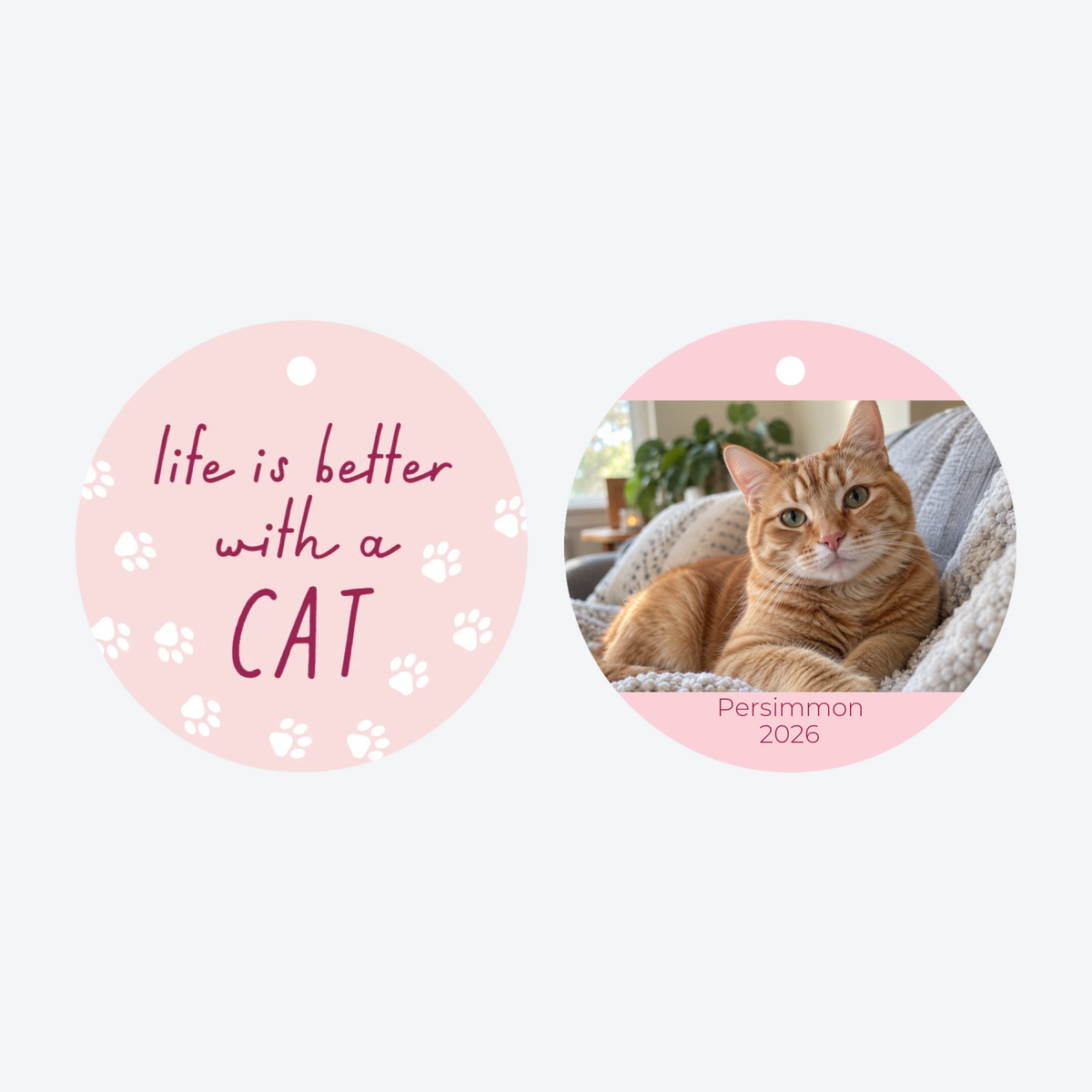 Personalized Life is Better with a Cat Christmas Ornament