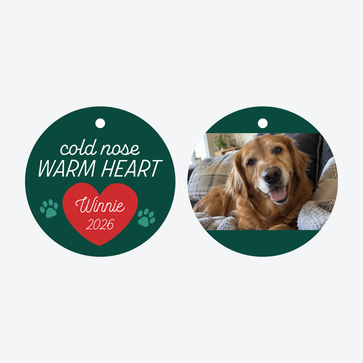 Personalized Cold Nose Warm Heart Christmas Ornament