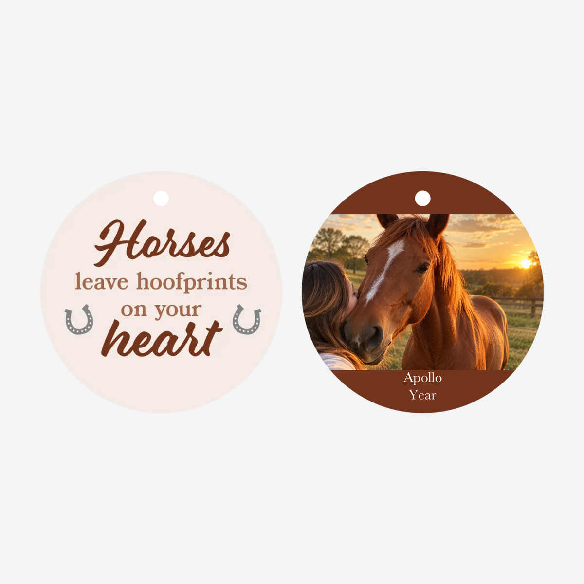 Personalized Horses Hoofprints Photo Christmas Ornament