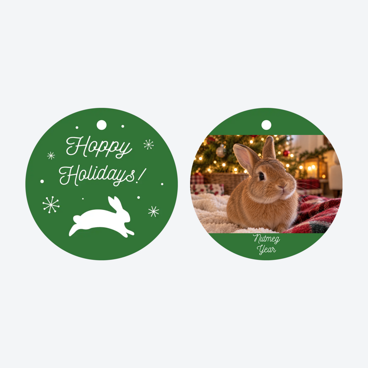 Personalized Bunny Rabbit Photo Christmas Ornament