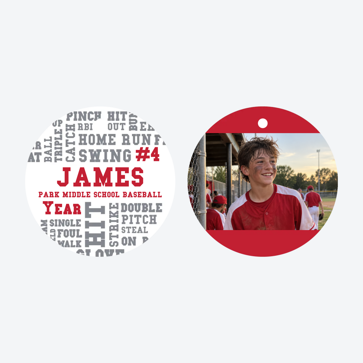 Personalized Baseball Team Photo Christmas Ornament