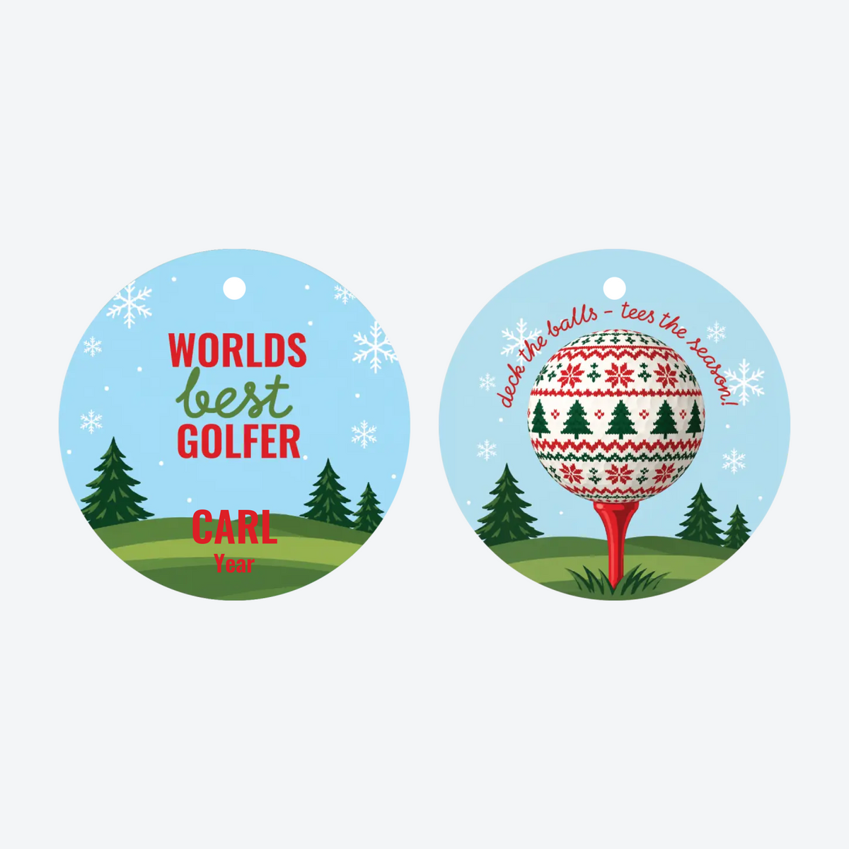 Personalized World's Best Golfer Christmas Ornament