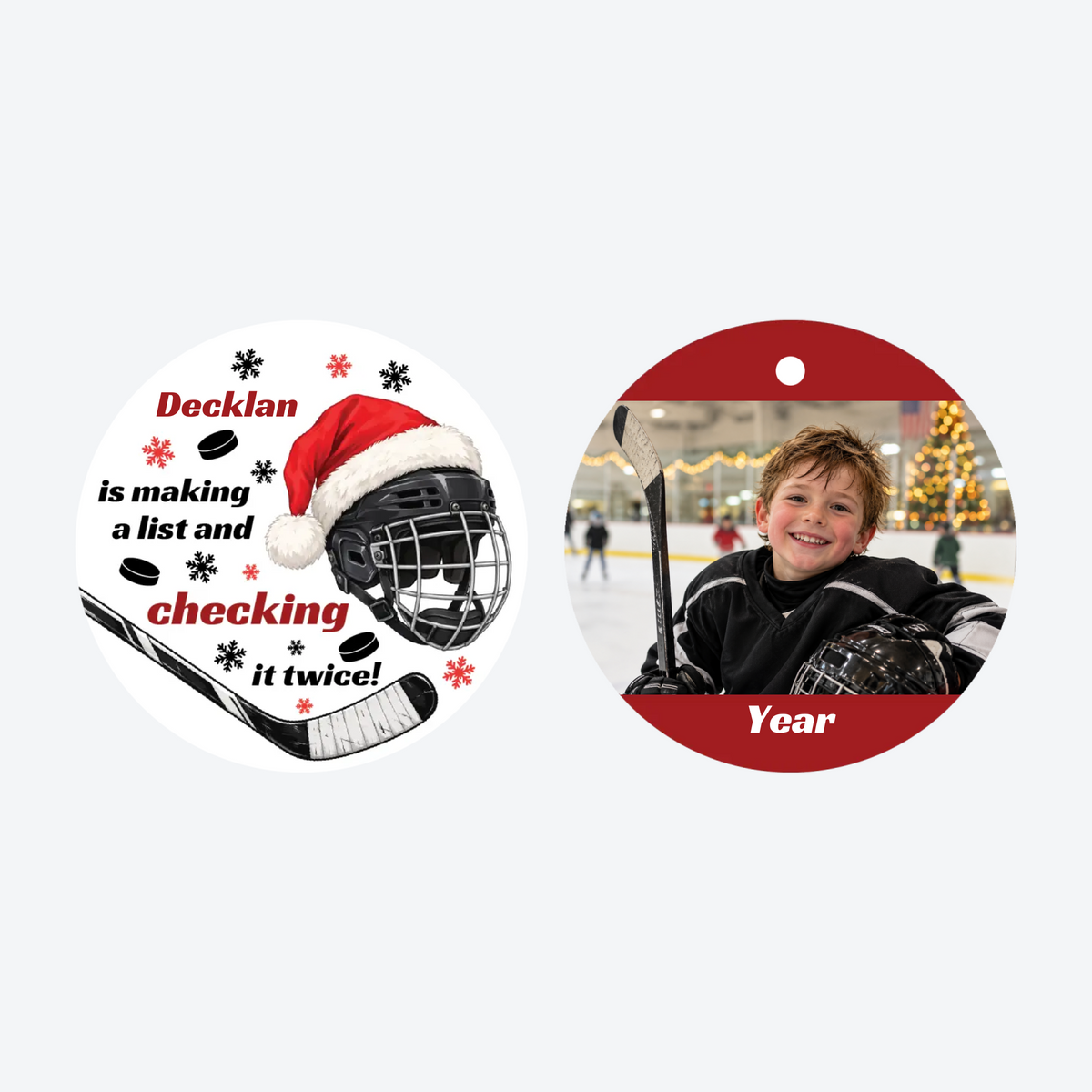 Personalized Hockey Photo Christmas Ornament