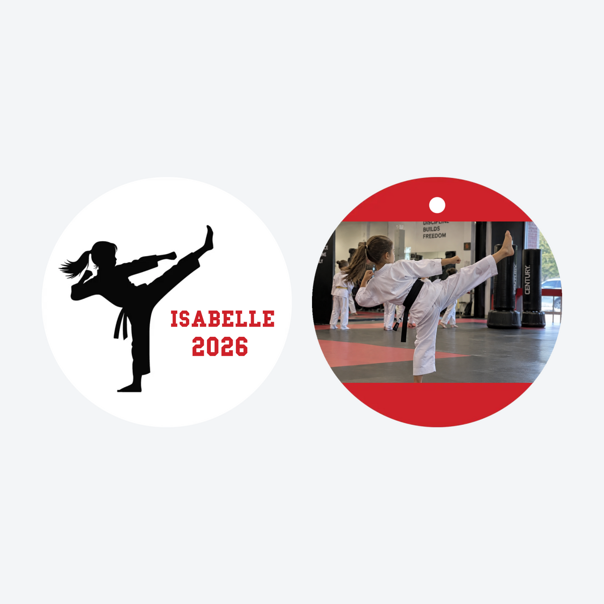 Personalized Karate Girl Photo Christmas Ornament