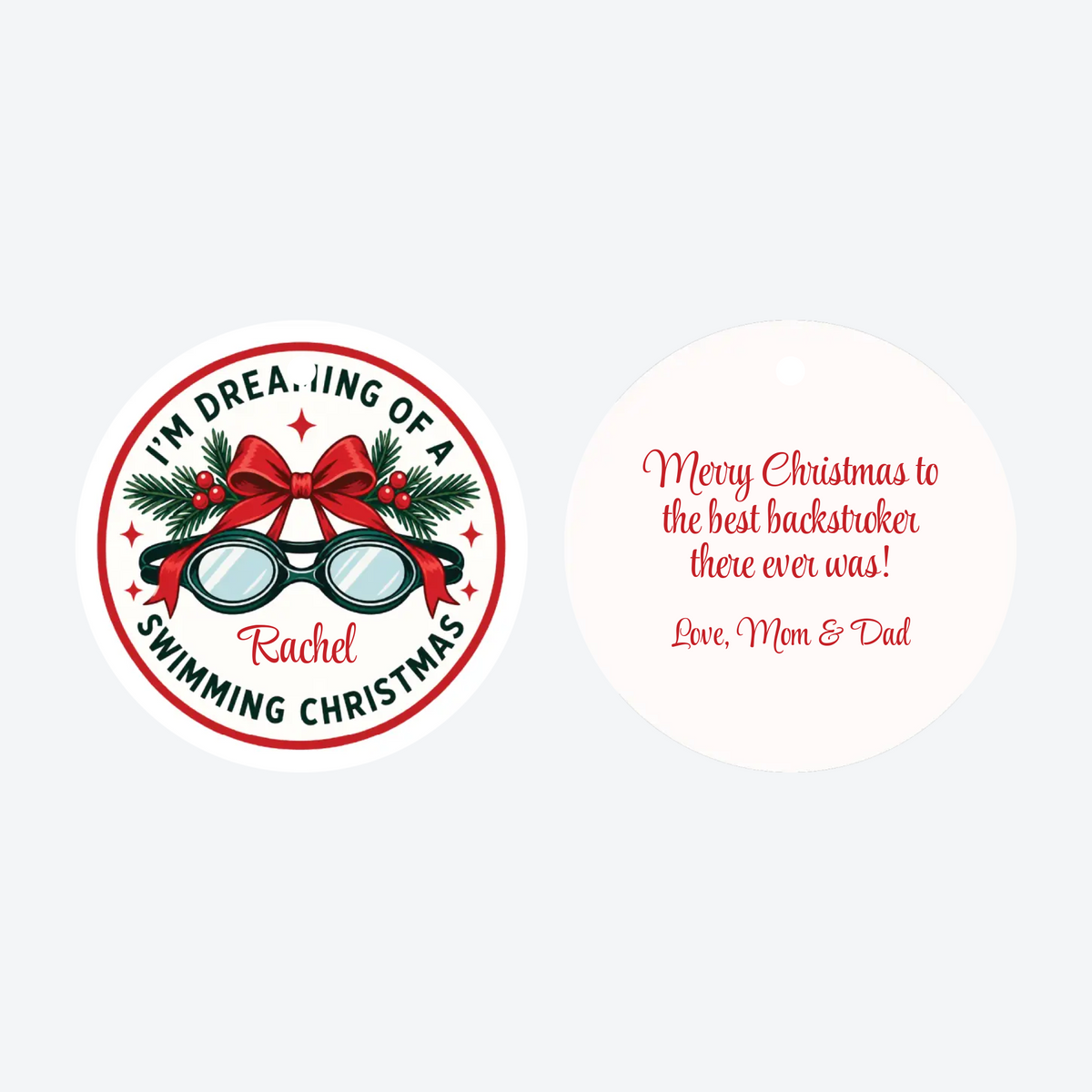 Personalized Swimming Christmas Ornament