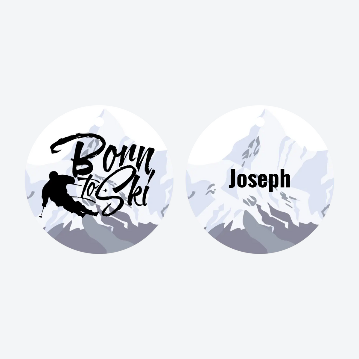 Personalized Born to Ski Christmas Ornament