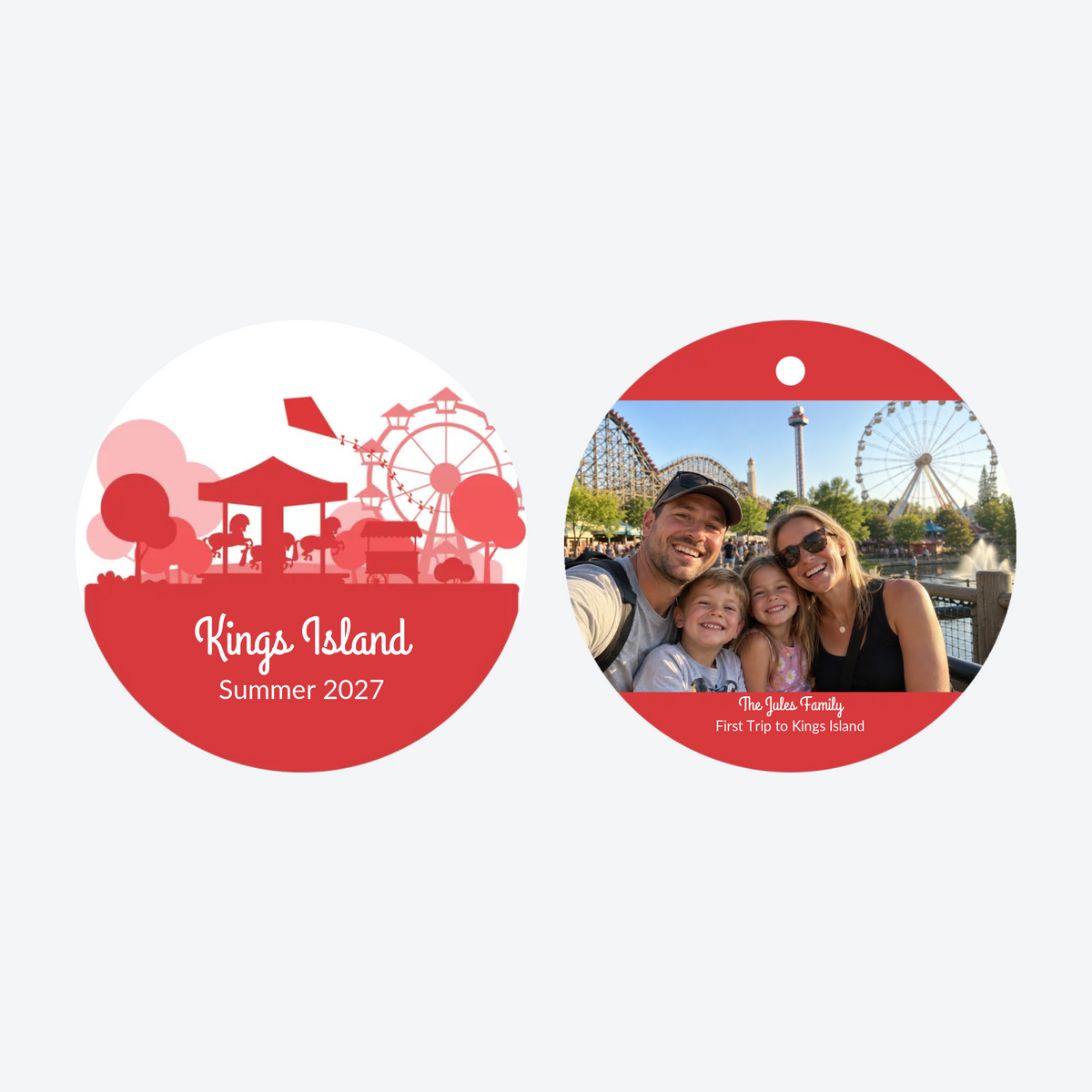 Personalized Amusement Park Photo Christmas Ornament