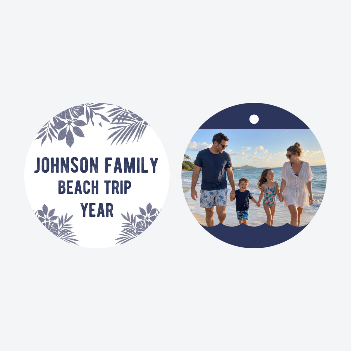 Personalized Beach Vacation Photo Christmas Ornament