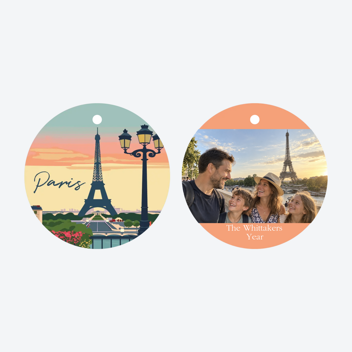 Personalized First Paris Trip Photo Christmas Ornament