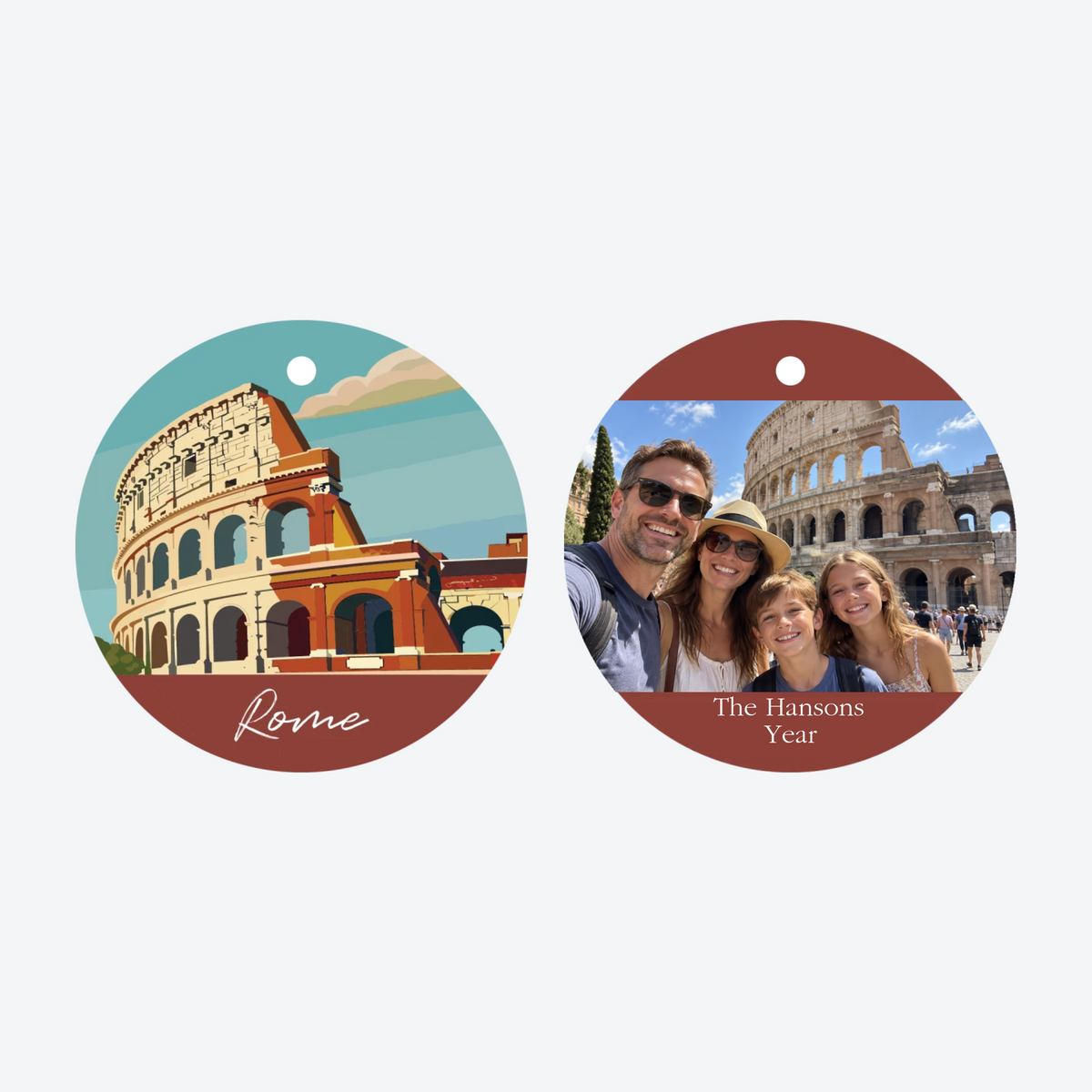 Personalized Rome Travel Photo Christmas Ornament