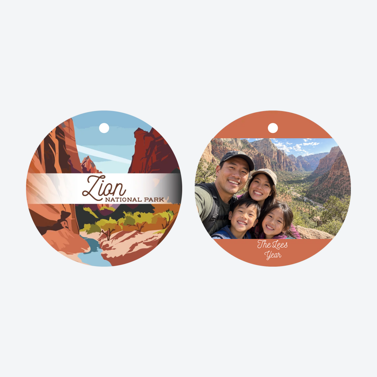 Personalized Zion National Park Photo Christmas Ornament
