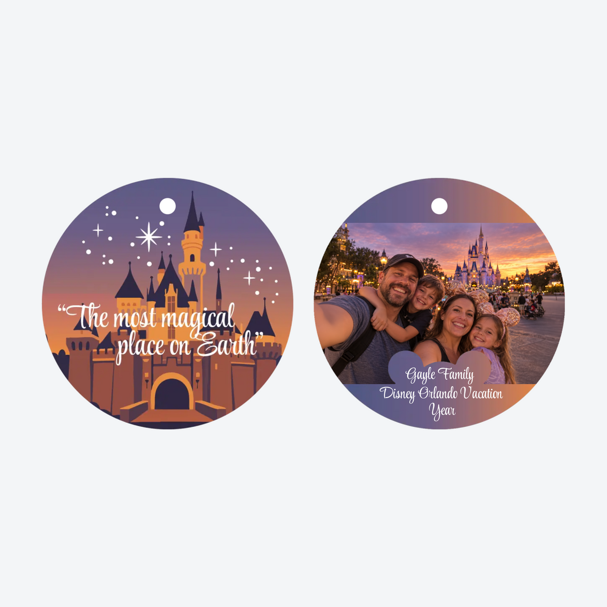 Personalized Magical Themepark Vacation Photo Christmas Ornament (disney)