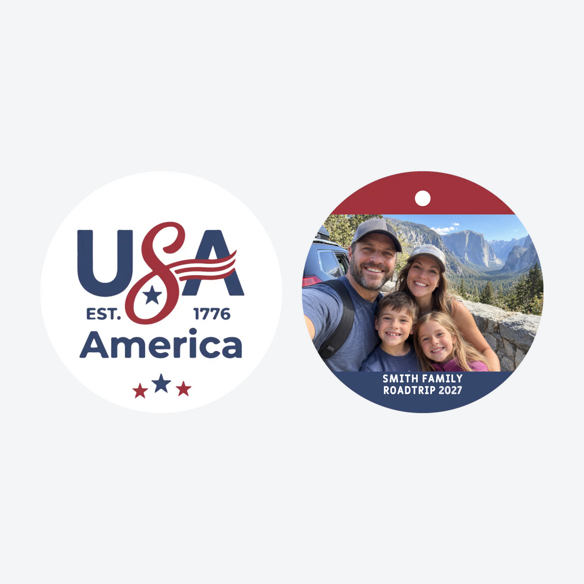 Personalized USA Photo Christmas Ornament
