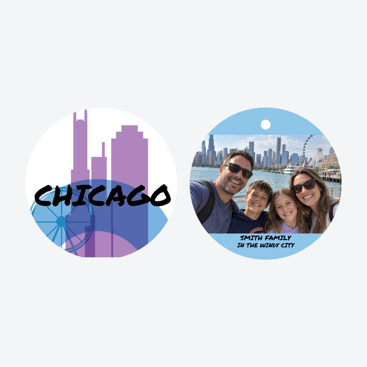 Personalized Chicago Travel Photo Christmas Ornament
