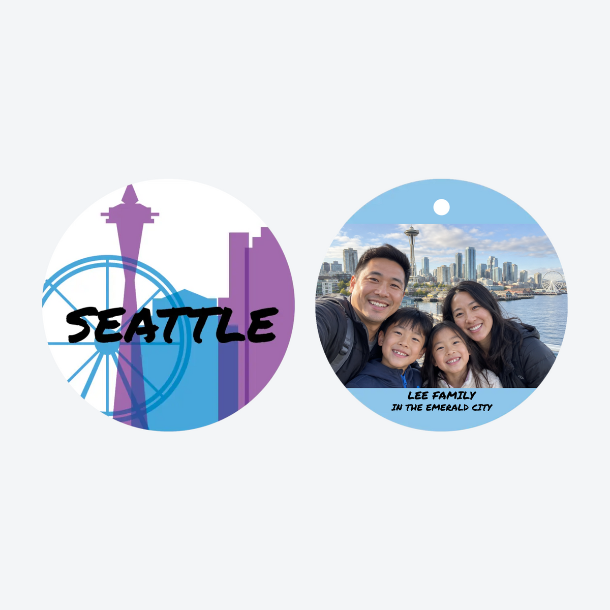 Personalized Seattle Travel Photo Christmas Ornament