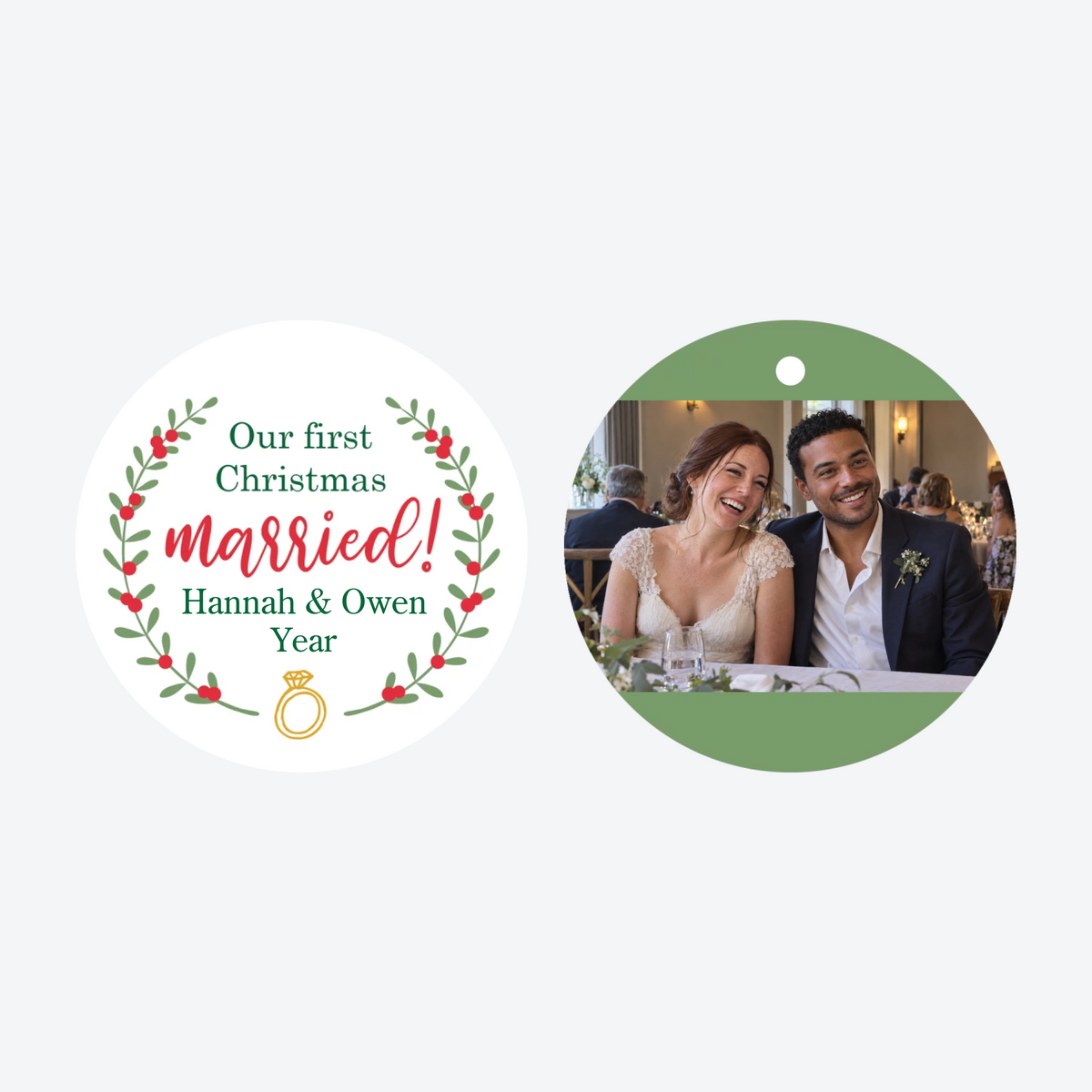 Personalized First Married Christmas Wedding Photo Christmas Ornament