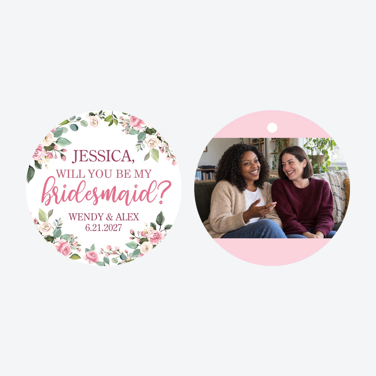 Personalized Bridesmaid Wedding Photo Christmas Ornament