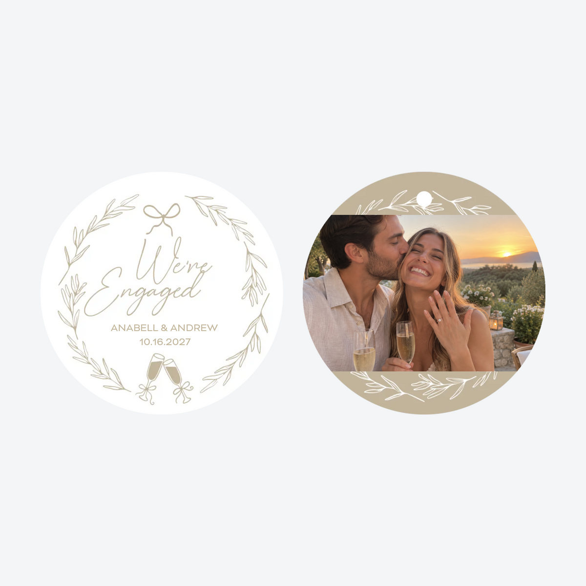 Personalized Engagement Photo Christmas Ornament