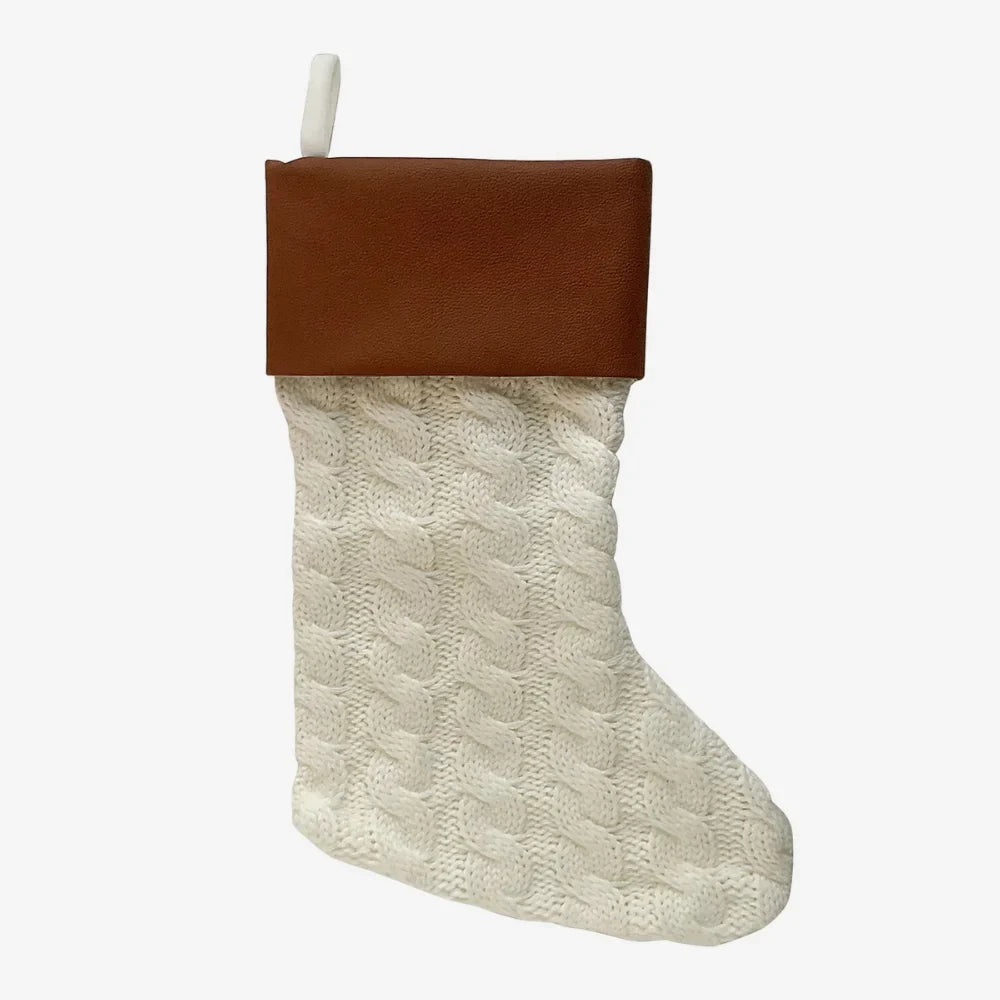 White Knit Christmas Stocking