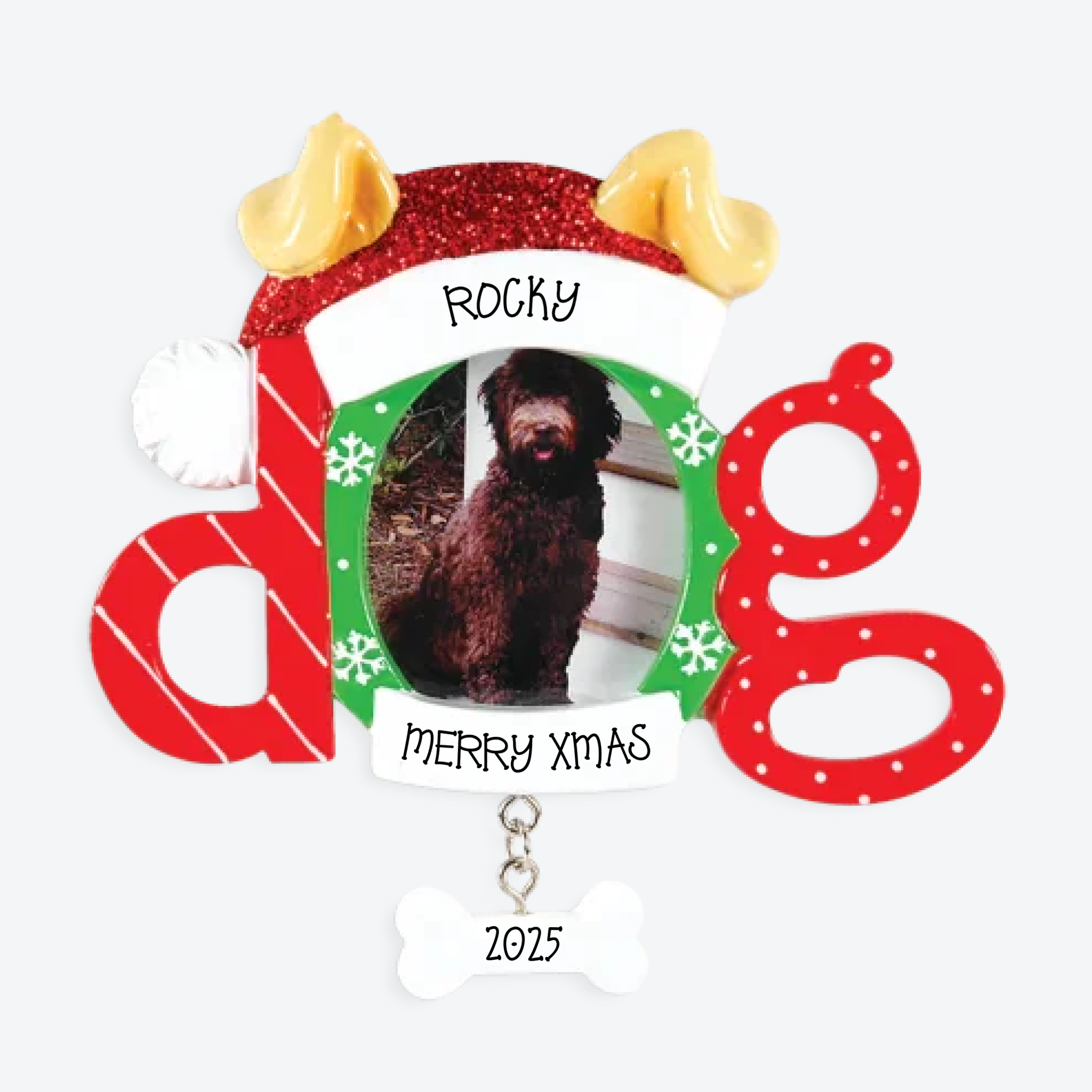 PT1404 - Christmas Dog Frame Personalized Christmas Ornament