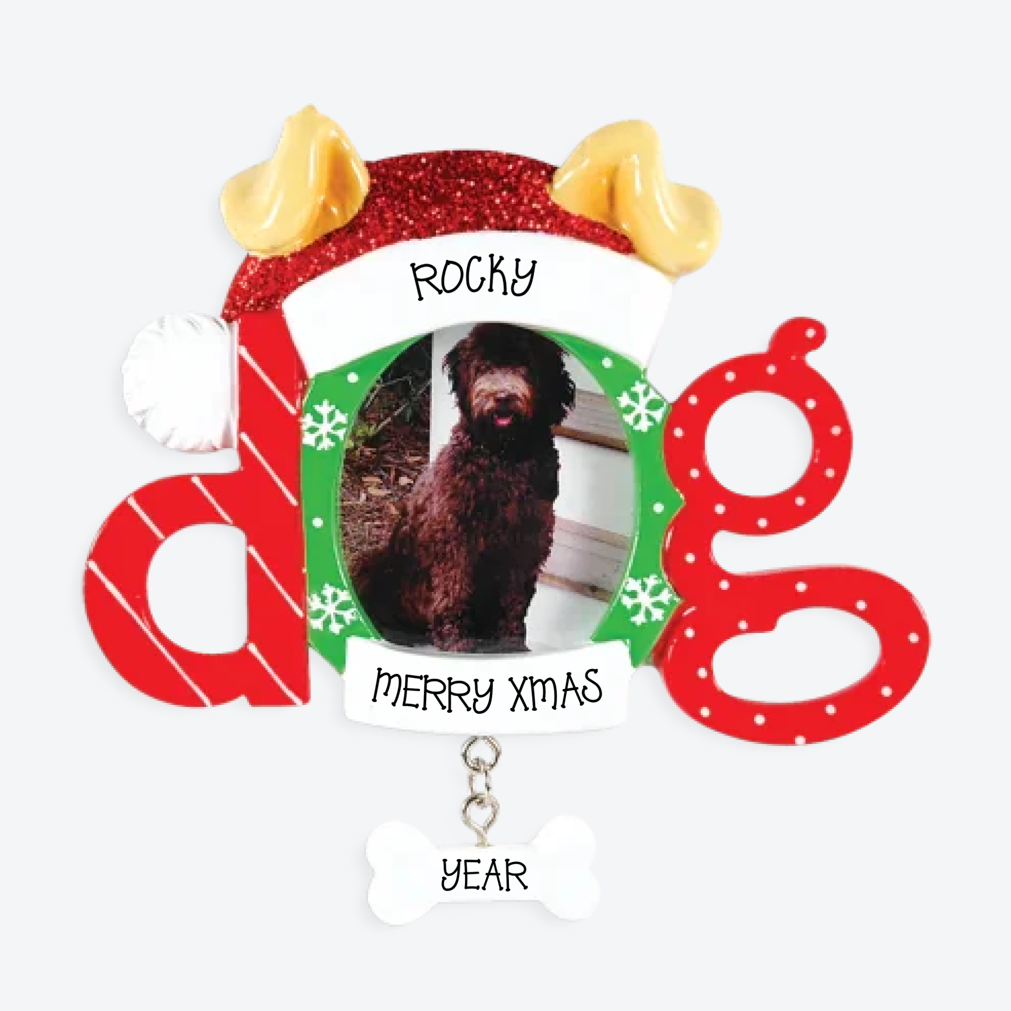 Christmas Dog Frame Personalized Christmas Ornament