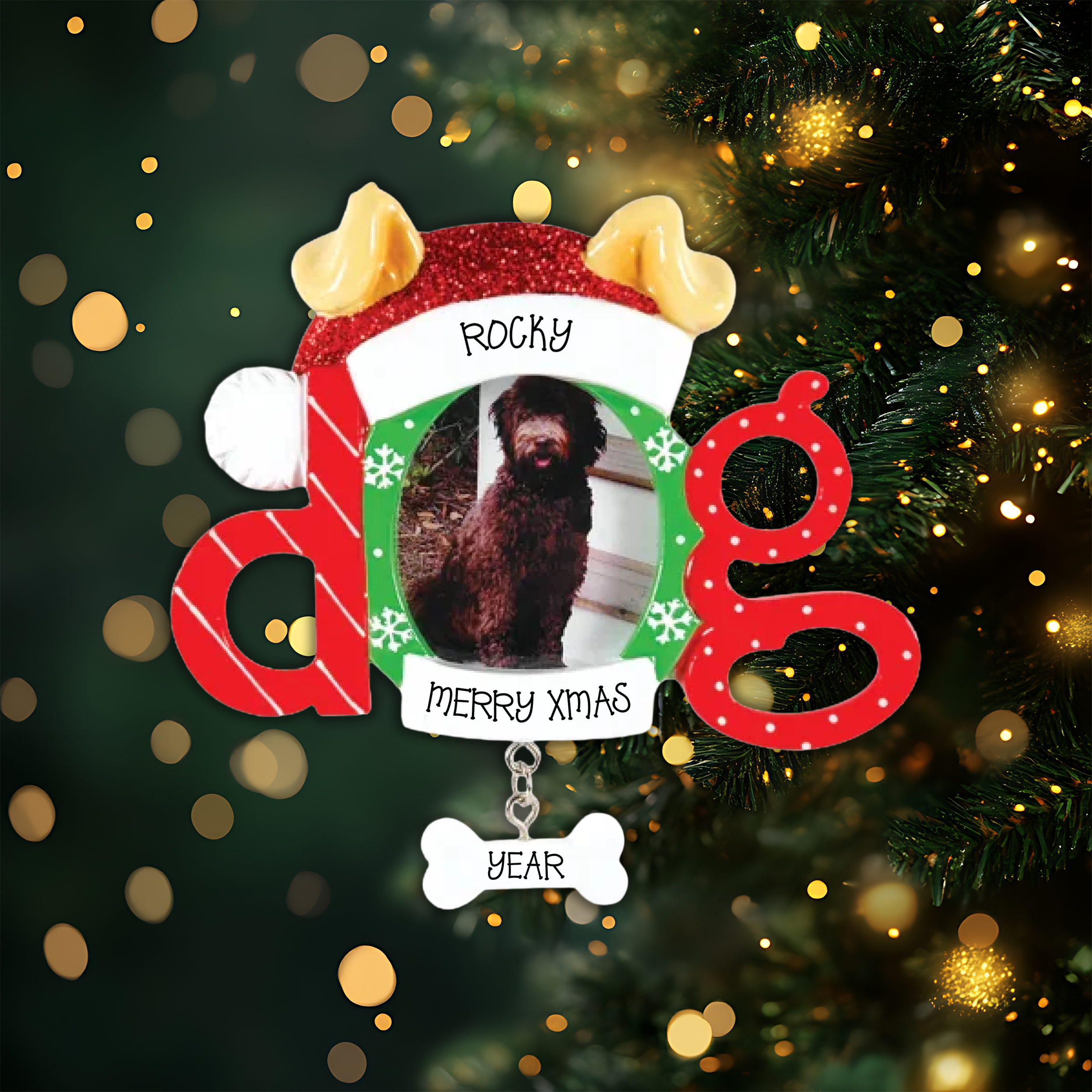 Christmas Dog Frame Personalized Christmas Ornament